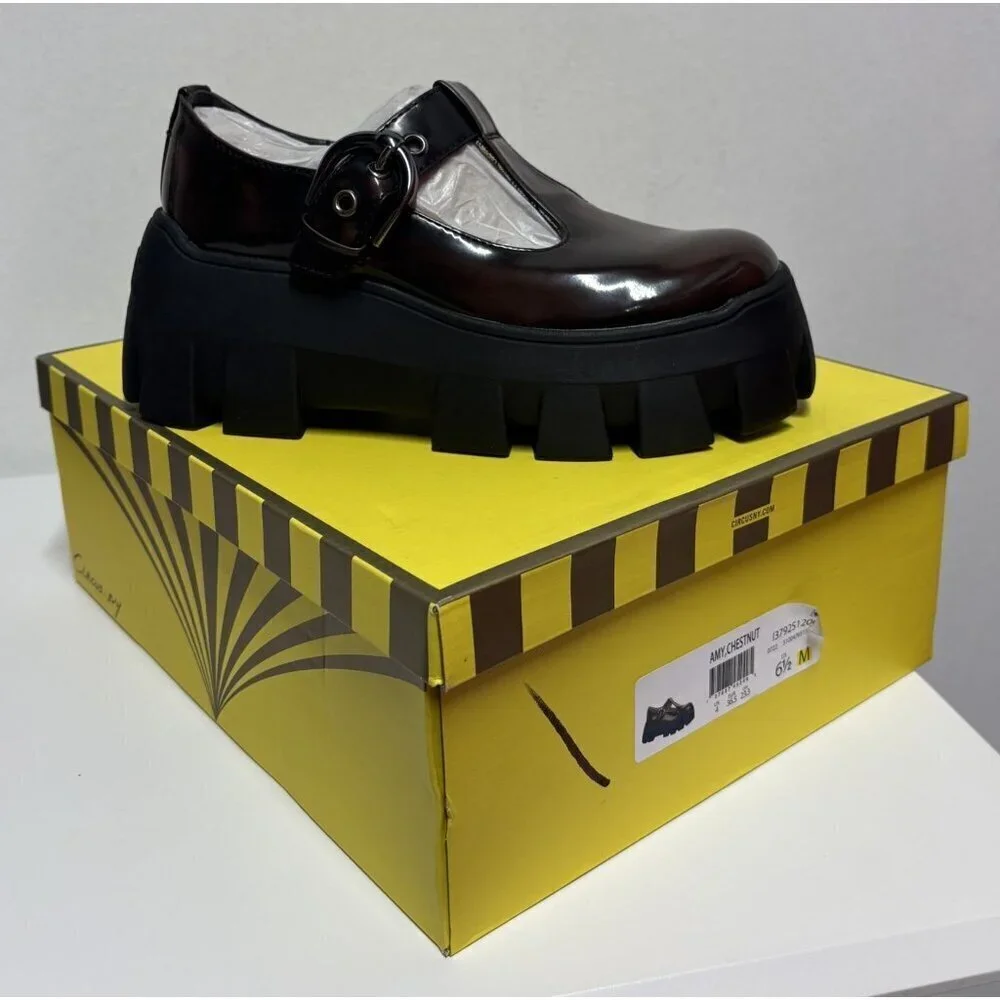 CIRCUS NY BY SAM EDELMA / Amy / Womens Lug Sole  Shoes Chestnut Patent Leather